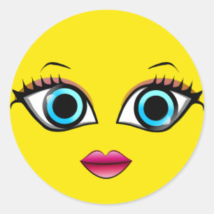 STICKER ROND FACE À LA FEMME