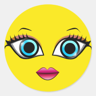 STICKER ROND FACE À LA FEMME