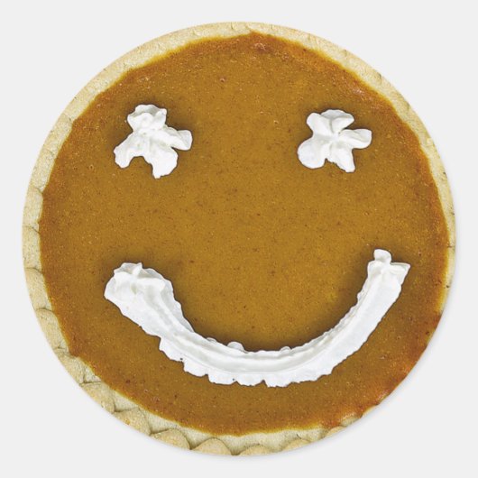Sticker Rond Face à tarte Citrouille de Thanksgiving (Devant)