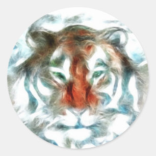Sticker Rond Face Abstraite de tigre orange