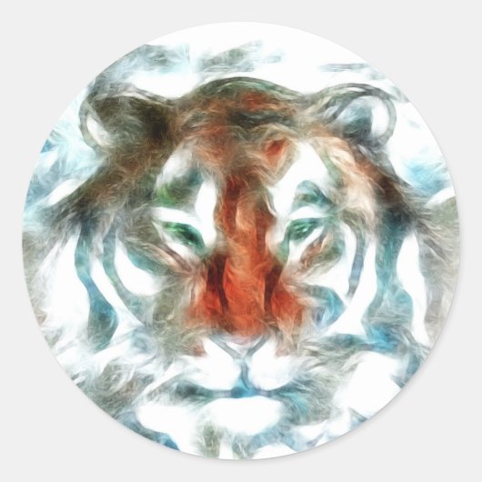 Sticker Rond Face Abstraite de tigre orange (Devant)