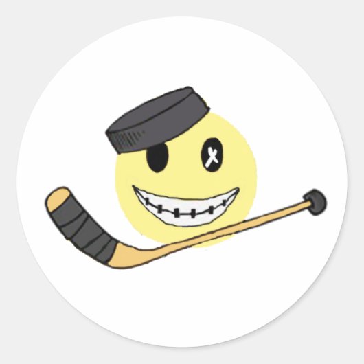 STICKER ROND FACE AU HOCKEY (Devant)