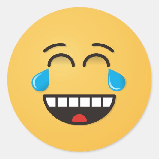 Sticker Rond Face avec des larmes de joie (Devant)