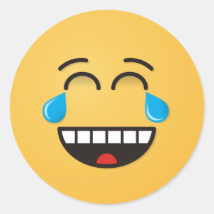 Sticker Rond Face avec des larmes de joie