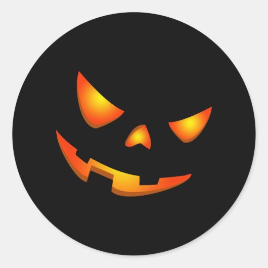 Sticker Rond Face Citrouille effrayant Halloween Jack-o'-lanter (Devant)