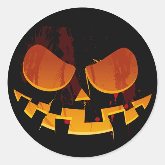 Sticker Rond Face Citrouille Halloween Wicked Jack-O-lanterne (Devant)