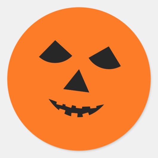 Sticker Rond Face Citrouille mignon Jack-o'-lantern Halloween (Devant)