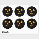 Sticker Rond Face Citrouille mignon Jack-o'-lantern Halloween (Feuille)