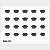 Sticker Rond Face de Carlin noir mignon (Feuille)