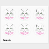 Sticker Rond Face de chat (Feuille)