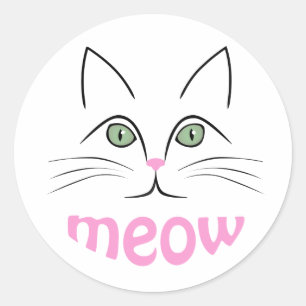 Sticker Rond Face de chat