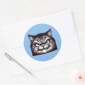 Sticker Rond Face de chat malheureux. (Enveloppe)