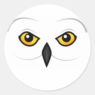 Sticker Rond Face de Chouette neigeuse Birdorable