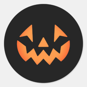 Sticker Rond Face de citrouille Jack-o-lanterne noir et orange