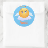 Sticker Rond Face de dessin animé Angel Emoji (Sac)