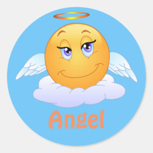 Sticker Rond Face de dessin animé Angel Emoji