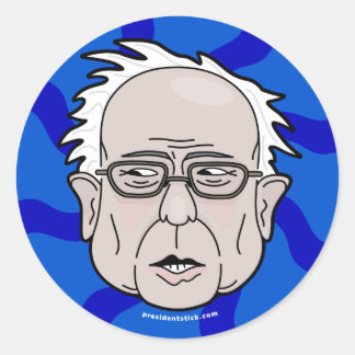 Sticker Rond Face de dessin animé de Bernie Sanders
