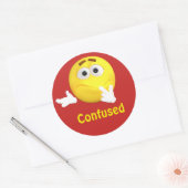 Sticker Rond Face de dessin animé Emoji confuse (Enveloppe)