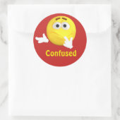 Sticker Rond Face de dessin animé Emoji confuse (Sac)