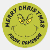 Sticker Rond Face de grincement | Joyeux Noël (Devant)