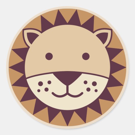 Sticker Rond Face de lion mignon (Devant)