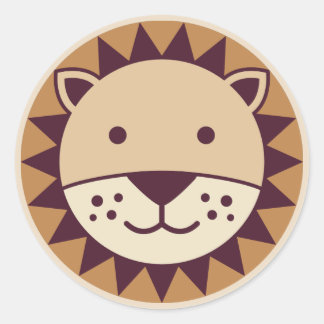 Sticker Rond Face de lion mignon