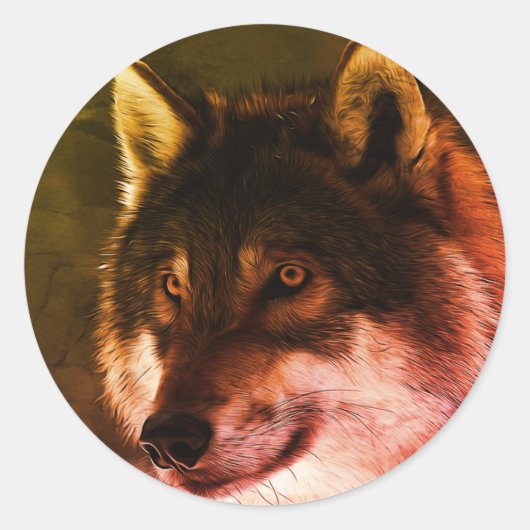 Sticker Rond Face de loup solitaire (Devant)