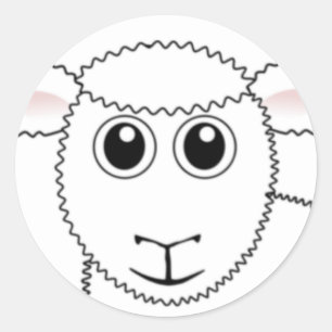 Sticker Rond Face de mouton blanc souriant