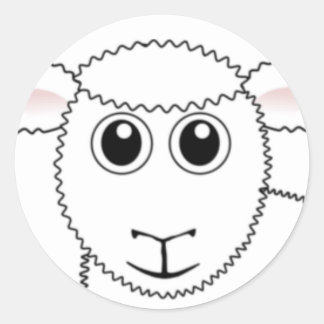 Sticker Rond Face de mouton blanc souriant