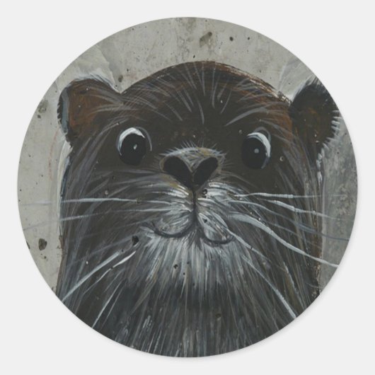 Sticker Rond Face de Otter mignonne (Devant)