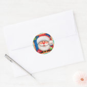 Sticker Rond Face de Père Noël Cute (Enveloppe)