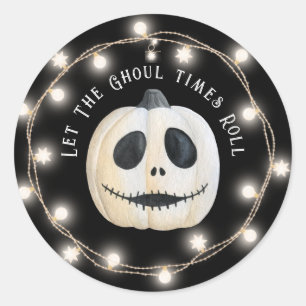 Sticker Rond Face du Citrouille gothique du parti Halloween