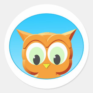 Sticker Rond Face D'Une Petite Chouette