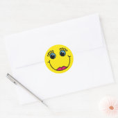 Sticker Rond Face Emoji-Dame Jaune (Enveloppe)