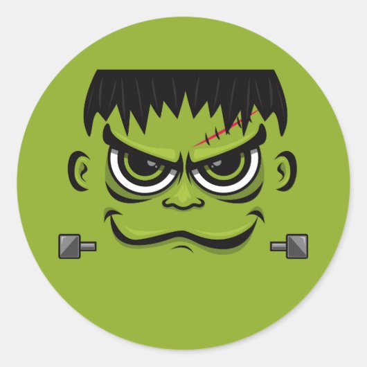 Sticker Rond Face Frankenstein Halloween (Devant)