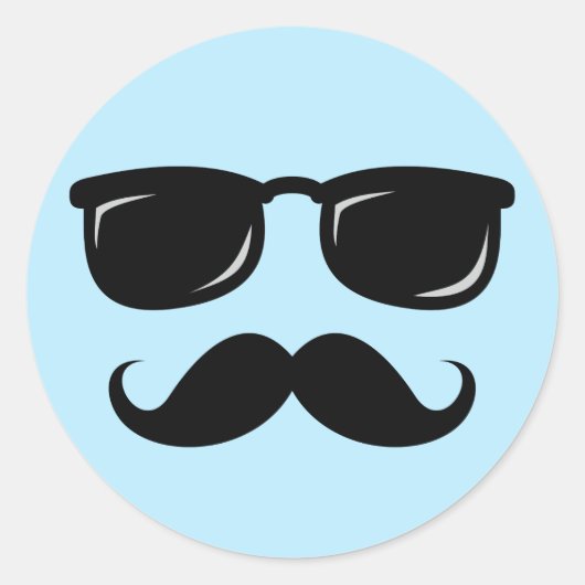 Sticker Rond Face incognito avec moustache et lunettes de solei (Devant)