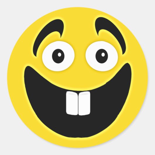 Sticker Rond Face Jaune Deux Dents Avant (Devant)