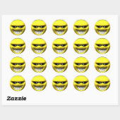 Sticker Rond Face jaune moyenne (Feuille)