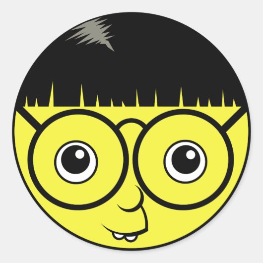 Sticker Rond Face nerd (Devant)