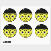Sticker Rond Face nerd (Feuille)