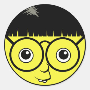 Sticker Rond Face nerd
