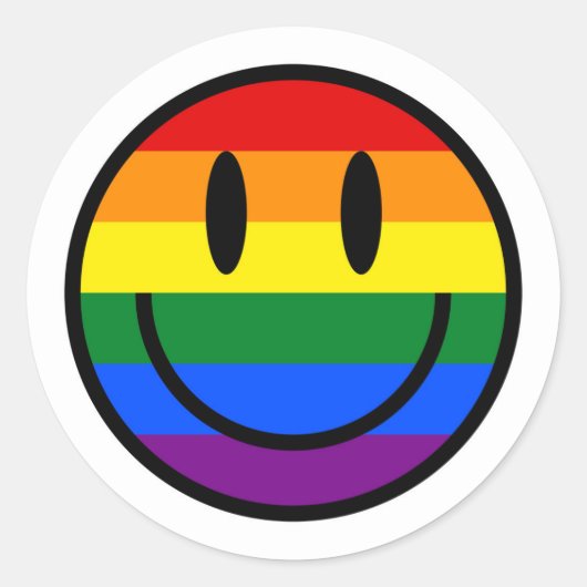 Sticker Rond Face souriante arc-en-ciel (Devant)