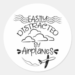Sticker Rond Facile à distraire par avion Aviator Pilot