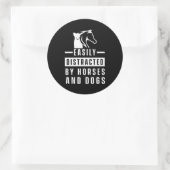 Sticker Rond Facilement Distrait Par Cheval Chiens Amoureux des (Sac)