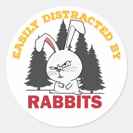 Sticker Rond facilement distrait par des lapins (Devant)
