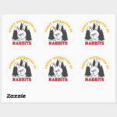 Sticker Rond facilement distrait par des lapins (Feuille)