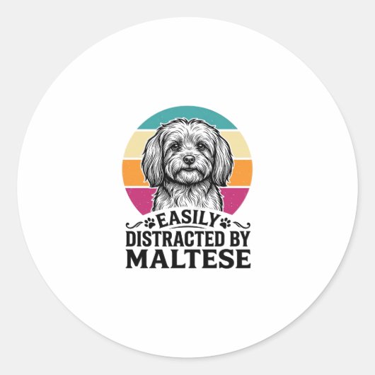Sticker Rond Facilement Distrait Par La Conception De Chien Vin (Devant)