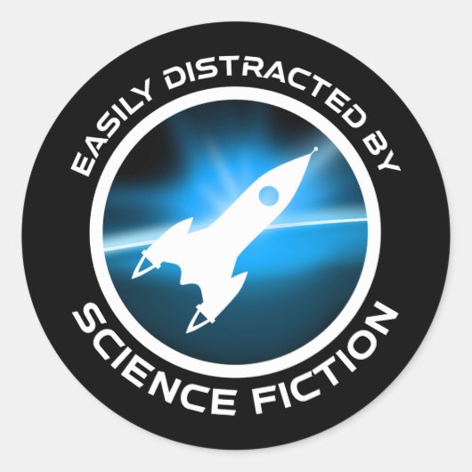 Sticker Rond Facilement Distrait Par La Science-Fiction (Devant)