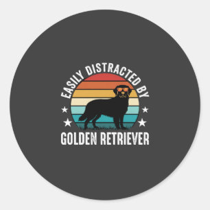 Sticker Rond Facilement distrait par le coucher de soleil rétro