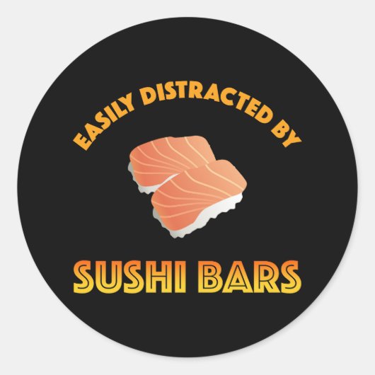 Sticker Rond Facilement Distrait Par Les Bars À Sushi (Devant)